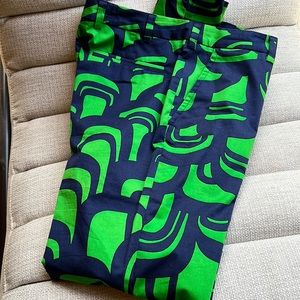 Vintage mr Turk pant in vibrant Kelly green and navy.